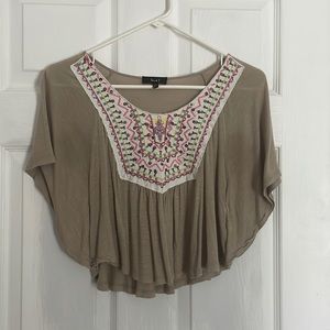 Small tan love J crop top